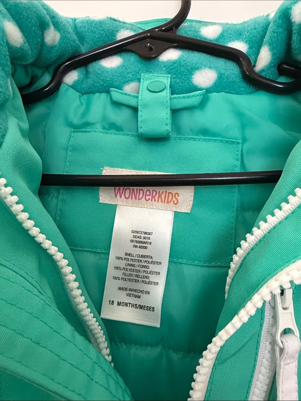 Kids' Teal Hooded Winter Jacket with Purple Accents